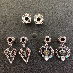 3 Pairs of 0 Gauge (8mm) Tunnel Earrings NWOT